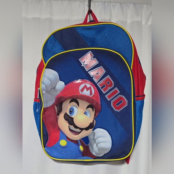 Super Mario 17” Backpack With Laptop Sleeve Book Bag Nintendo New Zippered - Picture 6 of 7